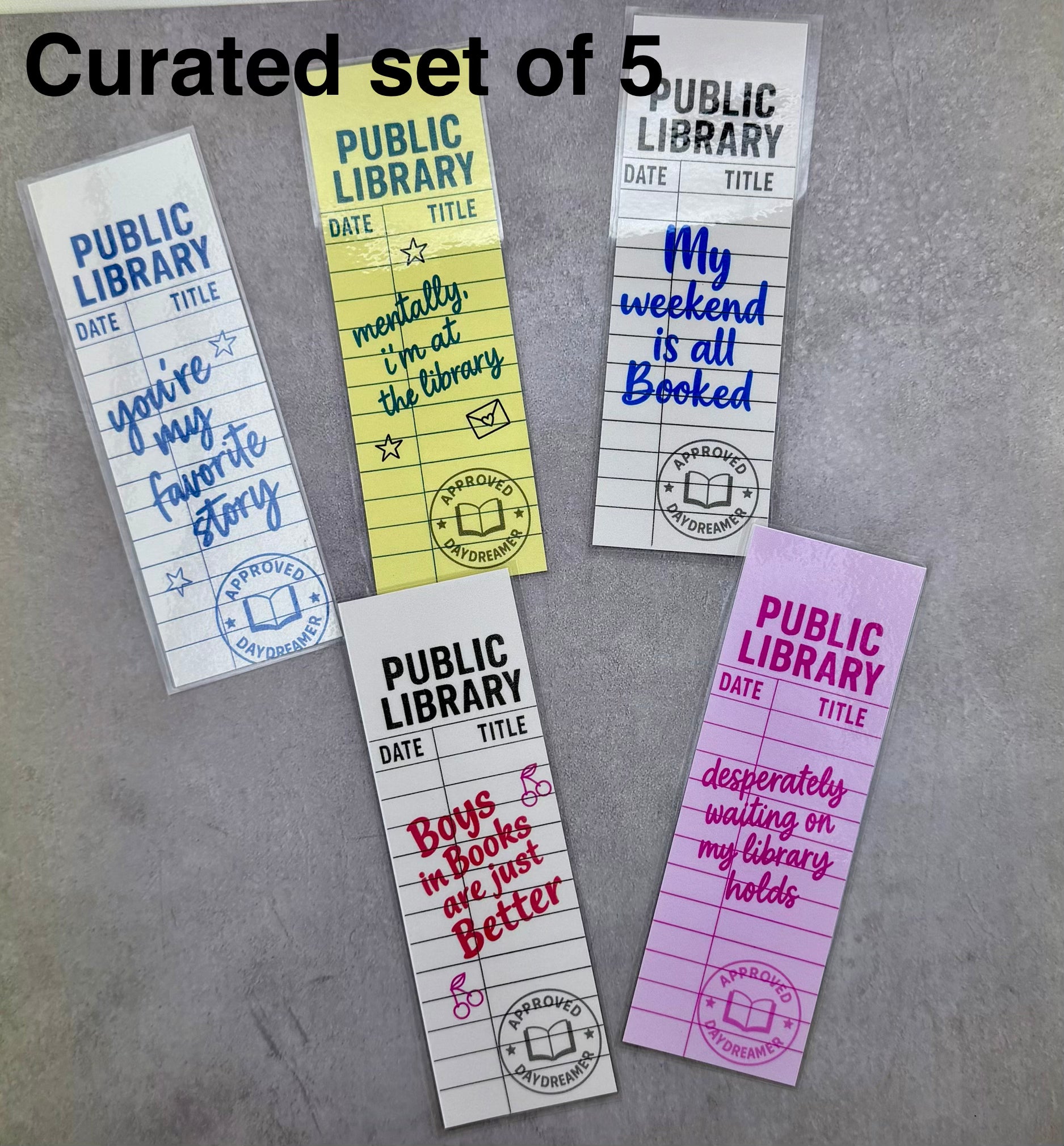 Vintage Library Card Bookmarks | Laminated Book Lover Bookmark Set | Choose 5, 11, or 22