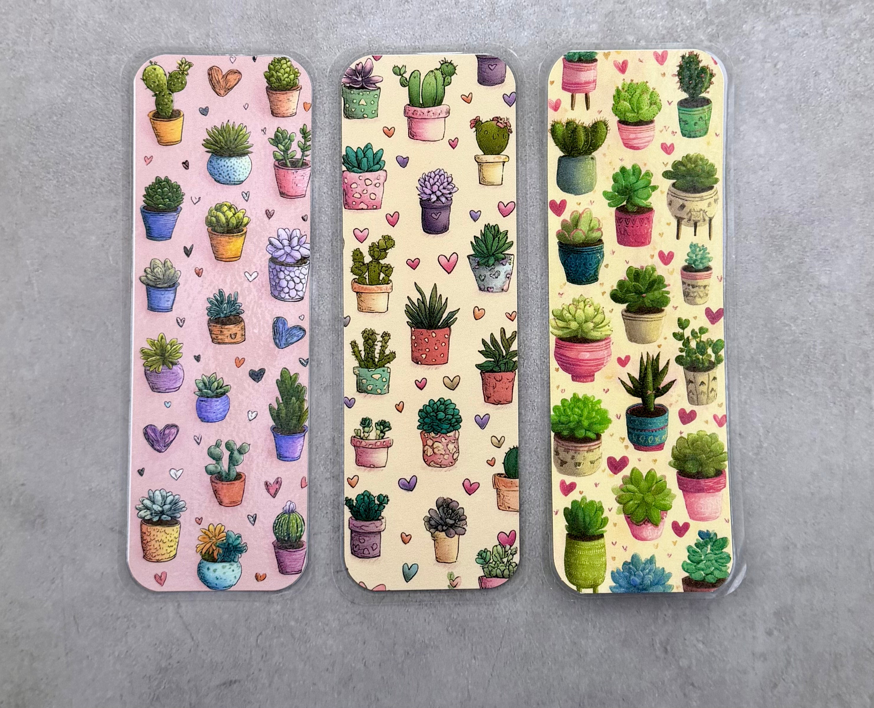 Succulent Bookmarks | Set of 3 Laminated Plant Bookmarks | Cute Book Lover & Plant Lover Gift