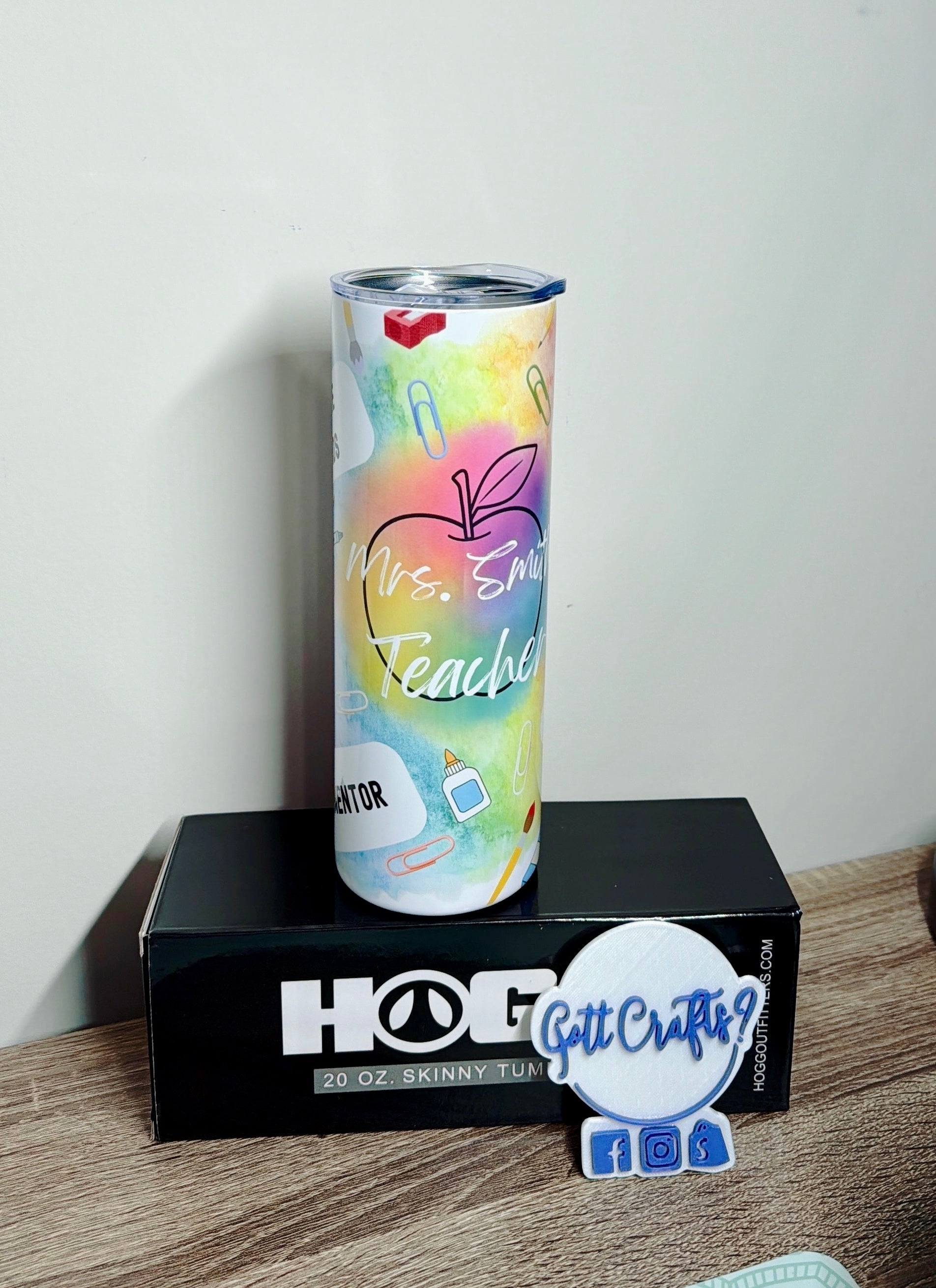 Personalized Teacher Tumbler | Rainbow Teacher Skinny Tumbler | Custom Teacher GiftBack to School Travel Mug (Copy)