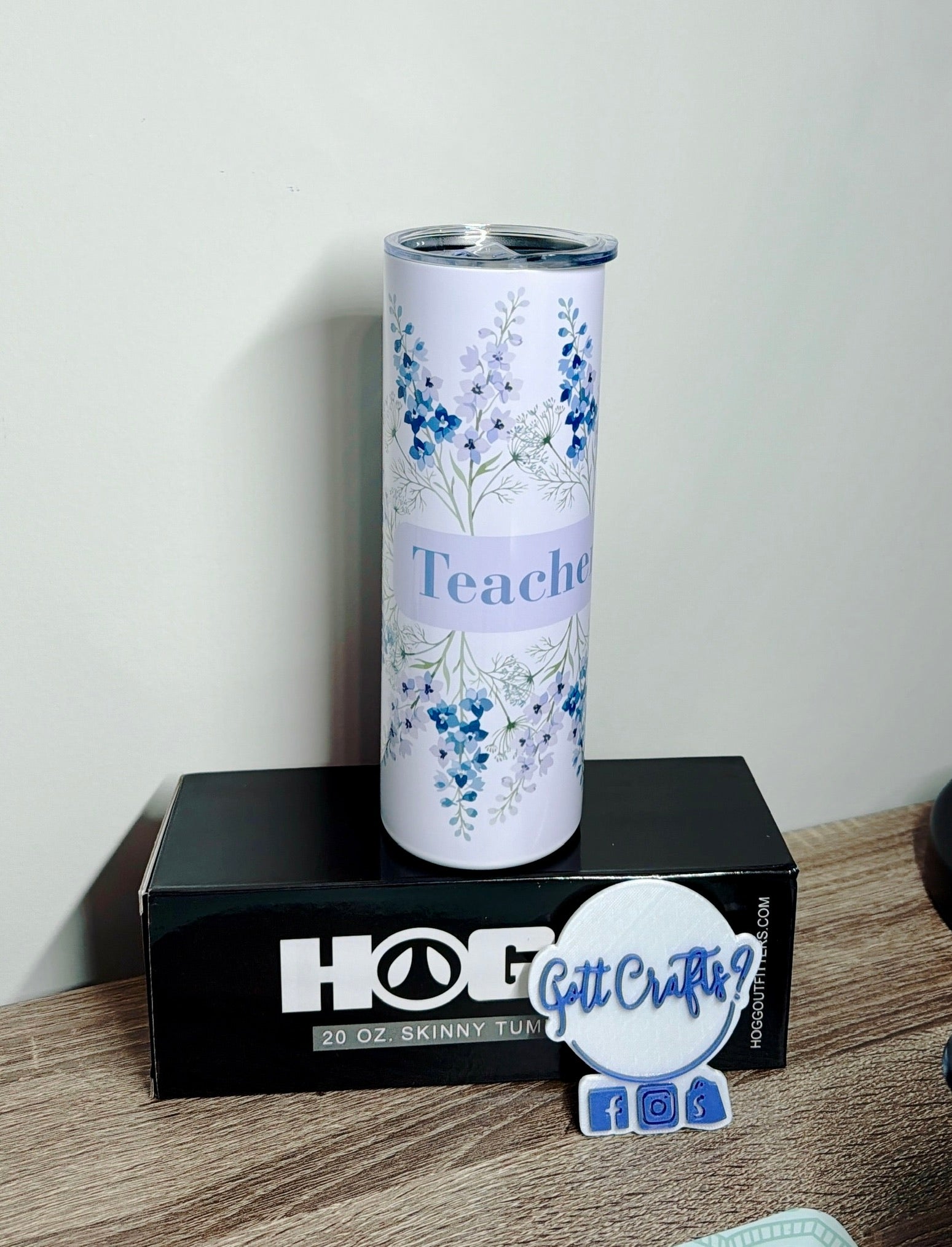 Teacher Life 20 oz Skinny Tumbler | Purple Floral Teacher Gift | Teacher Appreciation & Back to School Gift