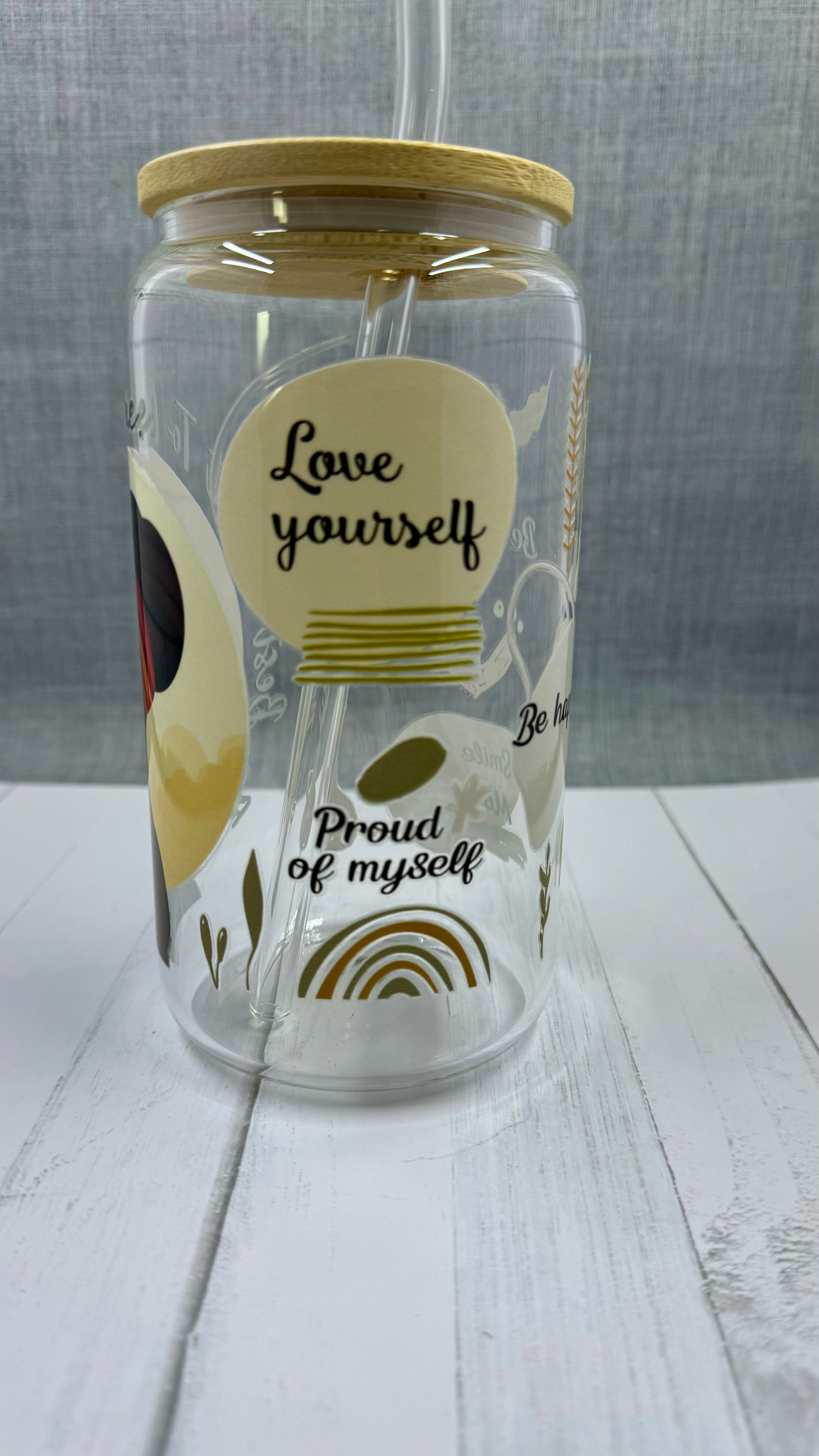 Introducing The Best Is Yet To Come Glass Tumbler. Crafted with a UV DTF transfer, this 16 oz tumbler features a motivational quote to inspire you daily. Enjoy your favorite beverage while reminding yourself that the best is yet to come. Stay positive and motivated with this stylish glass tumbler.