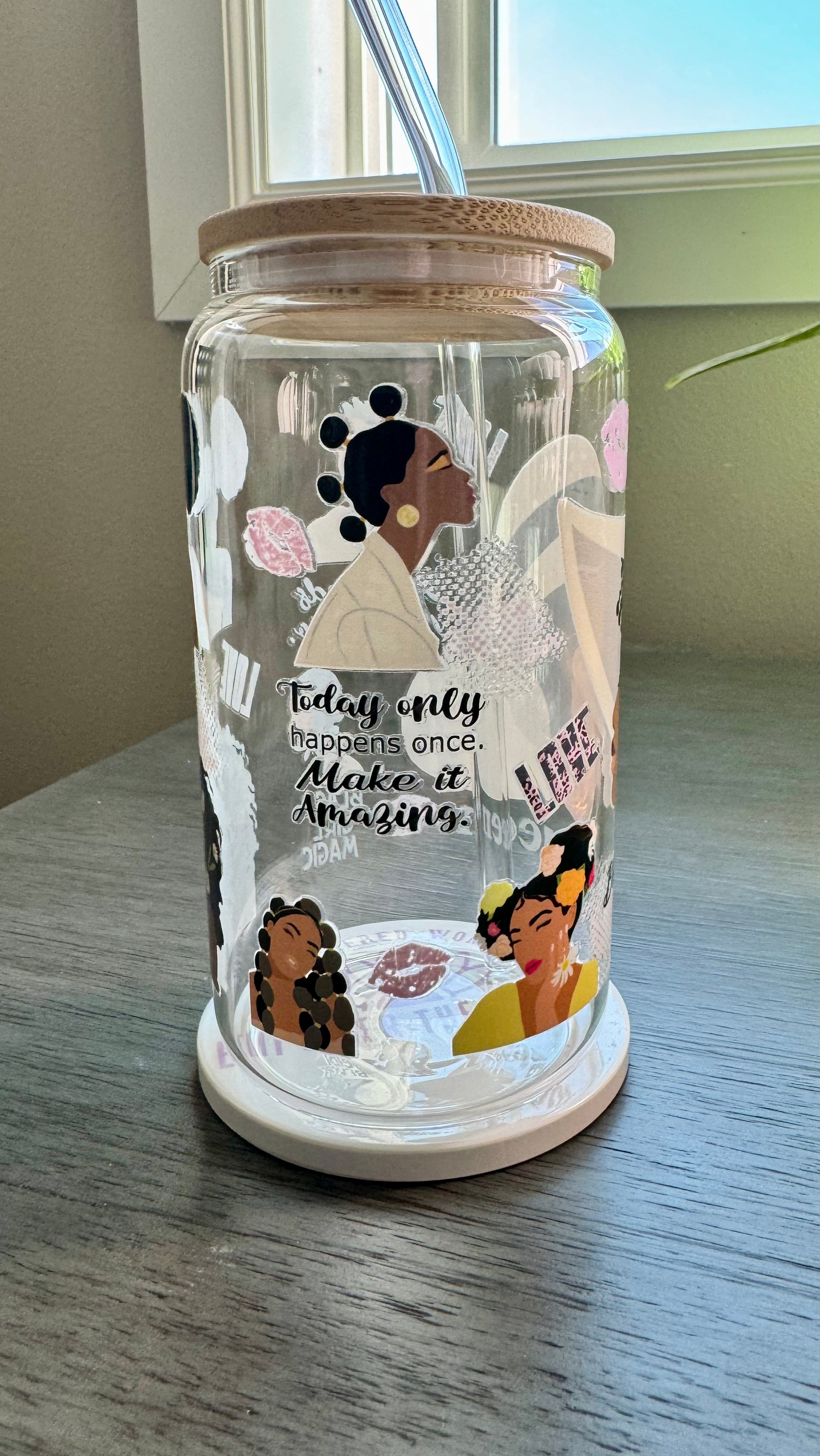 Introducing the Black Queen Glass Tumbler, the perfect companion for your drinkware collection. Made from high-quality glass, this 16 ounce tumbler features a UV DTF transfer, ensuring vibrant and long-lasting designs. Show off your love for black girl magic and make every moment amazing, because your needs matter too.