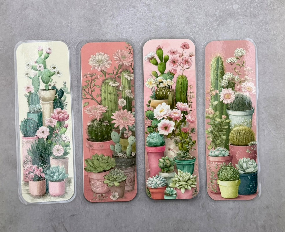 Succulent Bookmarks | Set of 4 Laminated Botanical Bookmarks | Plant Lover & Book Lover Gift