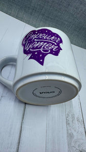 Experience the power of women with our Empower Women Mug. Made with long-lasting ceramic and infused with empowering words in long-lasting infusible ink, this mug is a daily reminder of the strength and resilience of women. Join the movement and start your day with a cup of empowerment.The infusible ink used in the design process ensures long-lasting and vibrant colors, making this mug a perfect addition to any collection. Create a unique and stylish statement with this expertly crafted mug.