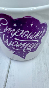 Experience the power of women with our Empower Women Mug. Made with long-lasting ceramic and infused with empowering words in long-lasting infusible ink, this mug is a daily reminder of the strength and resilience of women. Join the movement and start your day with a cup of empowerment.The infusible ink used in the design process ensures long-lasting and vibrant colors, making this mug a perfect addition to any collection. Create a unique and stylish statement with this expertly crafted mug.