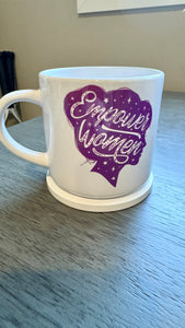 Experience the power of women with our Empower Women Mug. Made with long-lasting ceramic and infused with empowering words in long-lasting infusible ink, this mug is a daily reminder of the strength and resilience of women. Join the movement and start your day with a cup of empowerment.The infusible ink used in the design process ensures long-lasting and vibrant colors, making this mug a perfect addition to any collection. Create a unique and stylish statement with this expertly crafted mug.