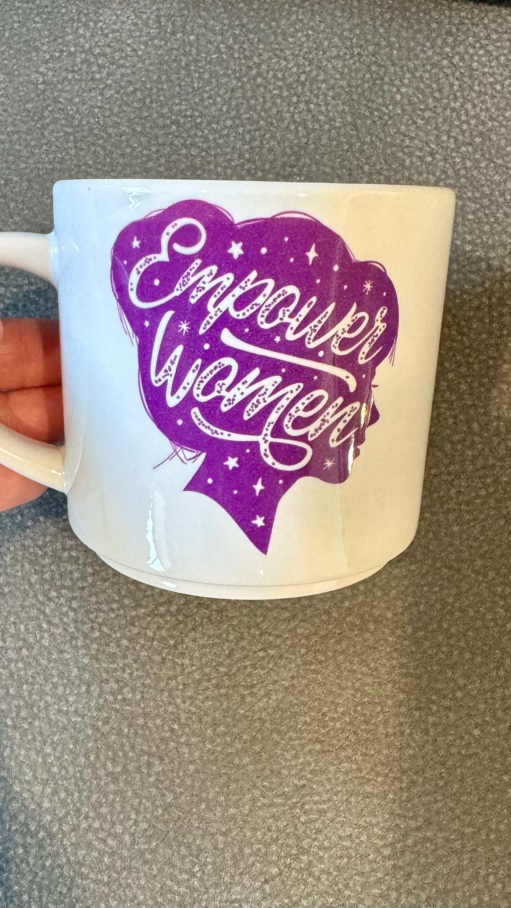 Experience the power of women with our Empower Women Mug. Made with long-lasting ceramic and infused with empowering words in long-lasting infusible ink, this mug is a daily reminder of the strength and resilience of women. Join the movement and start your day with a cup of empowerment.The infusible ink used in the design process ensures long-lasting and vibrant colors, making this mug a perfect addition to any collection. Create a unique and stylish statement with this expertly crafted mug.