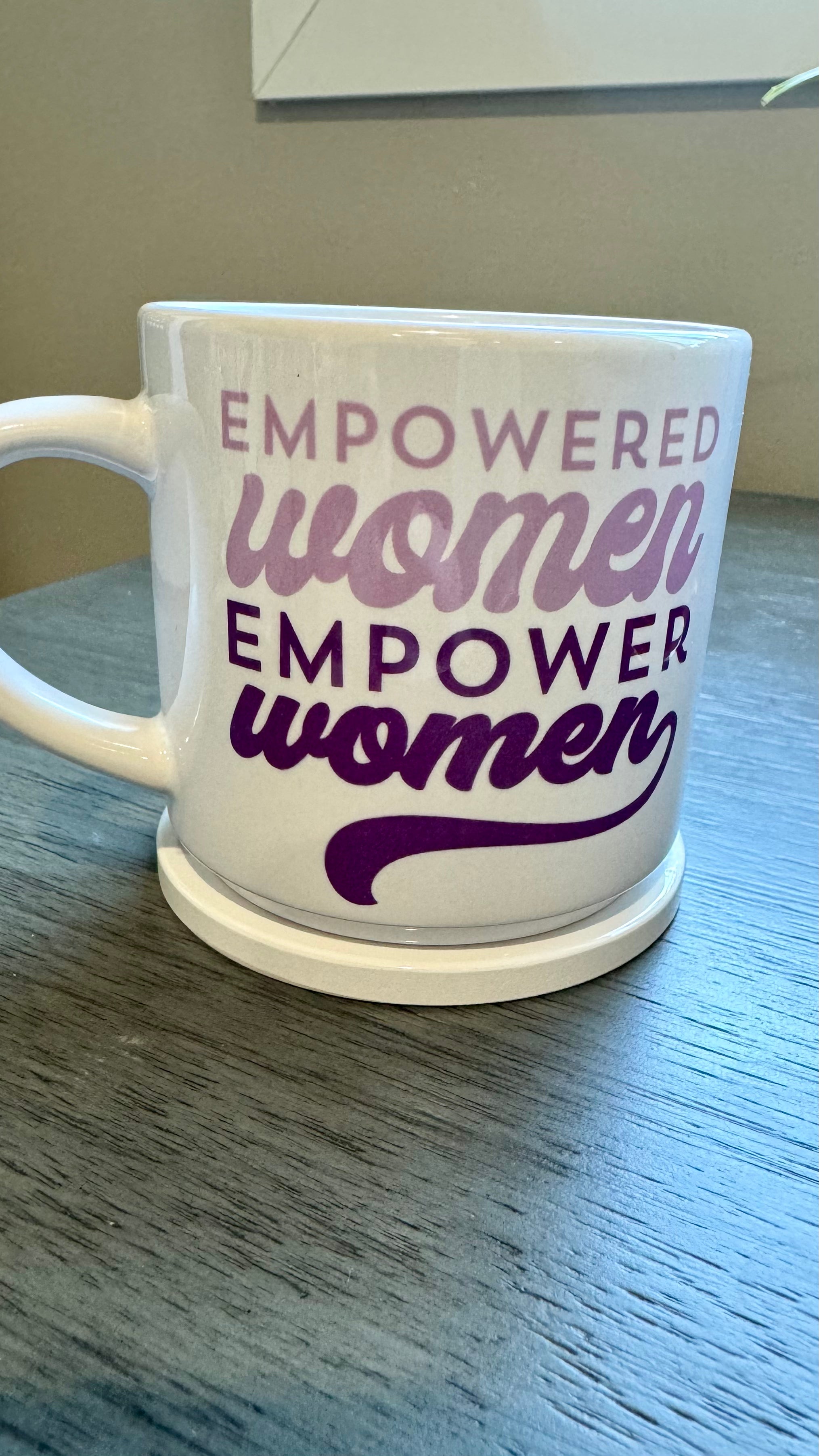 Experience a sense of empowerment every morning with our Empowered Women Empower Women Mug. Made from 100% ceramic, this mug delivers a durable and high-quality design. With our unique infusible ink feature, this mug is not only empowering, but also functional. Join the movement and support women with every sip. Create a unique and stylish statement with this expertly crafted mug.