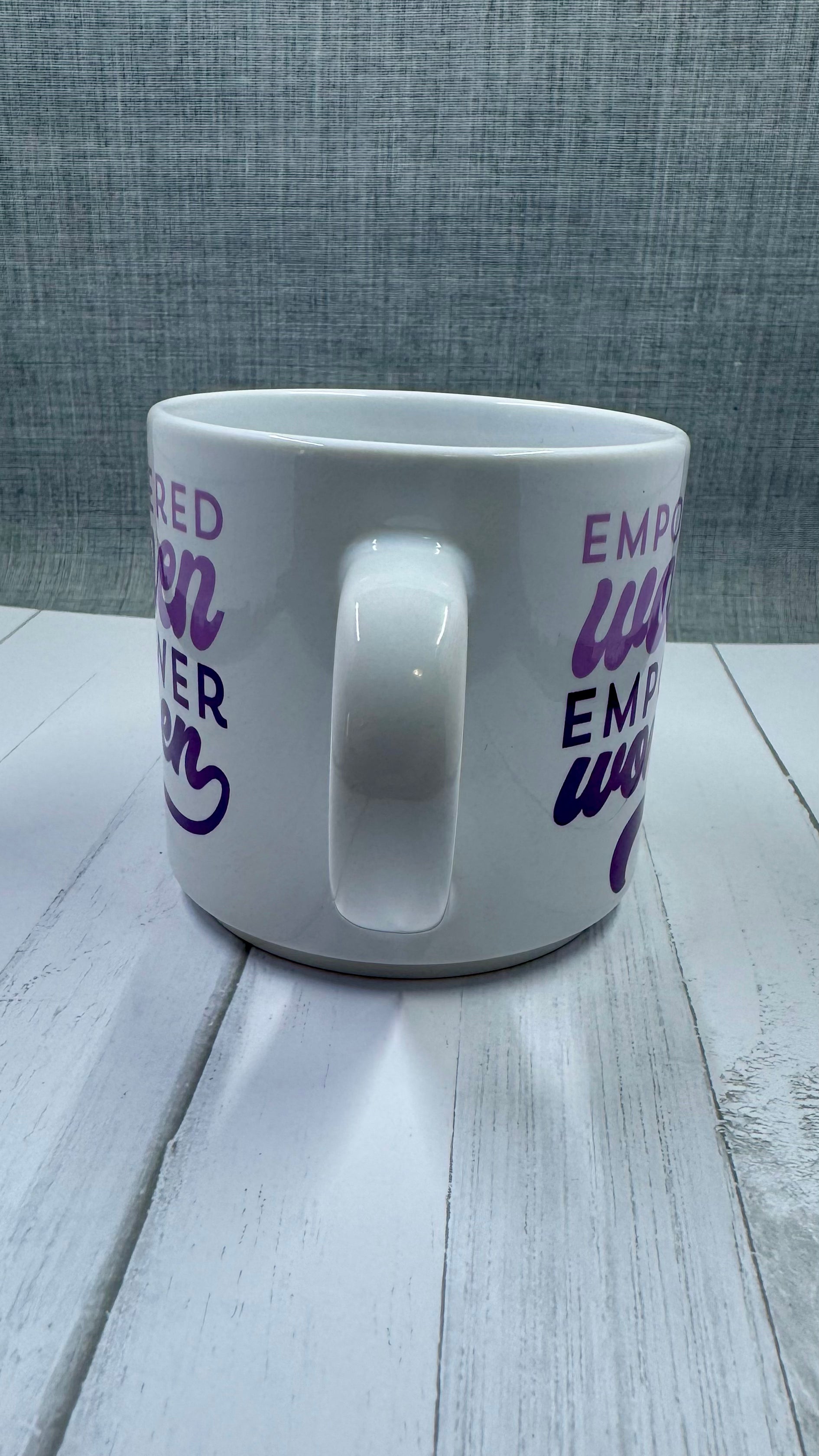 Experience a sense of empowerment every morning with our Empowered Women Empower Women Mug. Made from 100% ceramic, this mug delivers a durable and high-quality design. With our unique infusible ink feature, this mug is not only empowering, but also functional. Join the movement and support women with every sip. Create a unique and stylish statement with this expertly crafted mug.