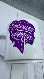 Experience the power of women with our Empower Women Mug. Made with long-lasting ceramic and infused with empowering words in long-lasting infusible ink, this mug is a daily reminder of the strength and resilience of women. Join the movement and start your day with a cup of empowerment.The infusible ink used in the design process ensures long-lasting and vibrant colors, making this mug a perfect addition to any collection. Create a unique and stylish statement with this expertly crafted mug.