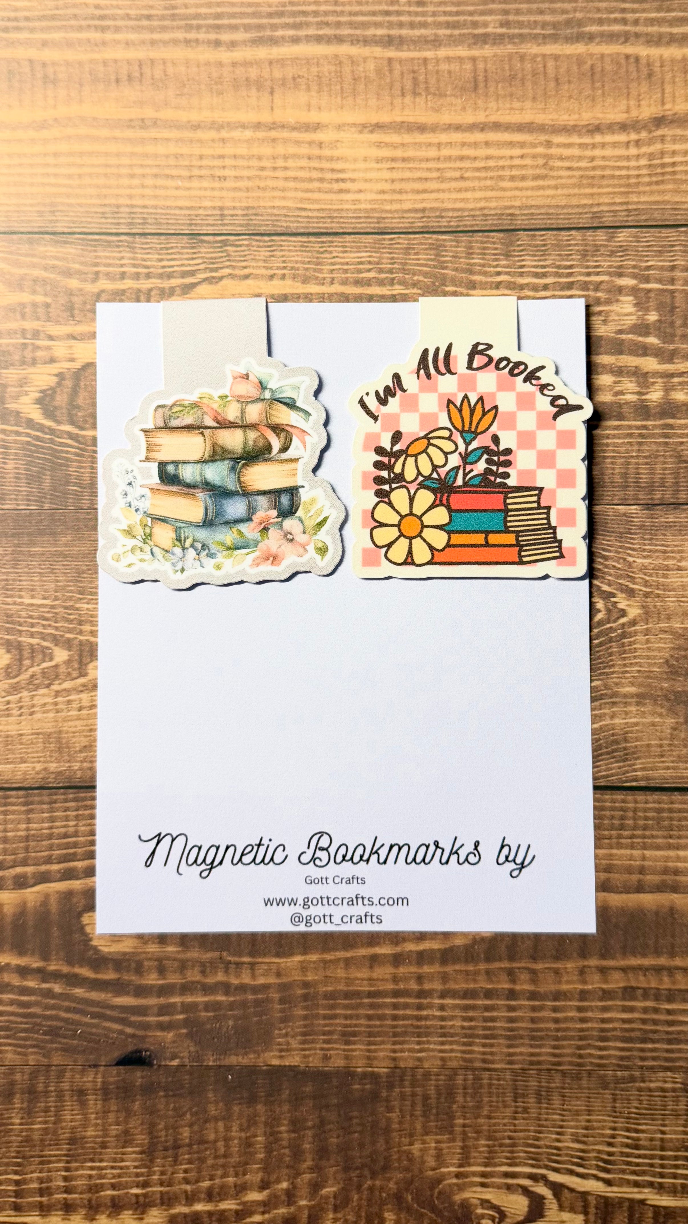 I'm All Booked Magnetic Bookmark Set – 2 Floral Bookmarks for Readers