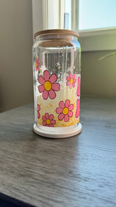 This 16 ounce Mom Boss Glass Tumbler is the perfect accessory for every working mom. The UV DTF transfer ensures long-lasting quality, while the vibrant pink and yellow floral design adds a touch of femininity. Stay hydrated and motivated with this empowering tumbler.