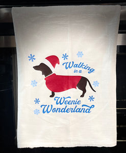 Walking in a Weenie Wonderland dish towel