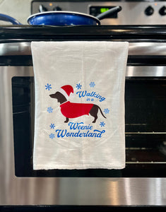 Walking in a Weenie Wonderland dish towel